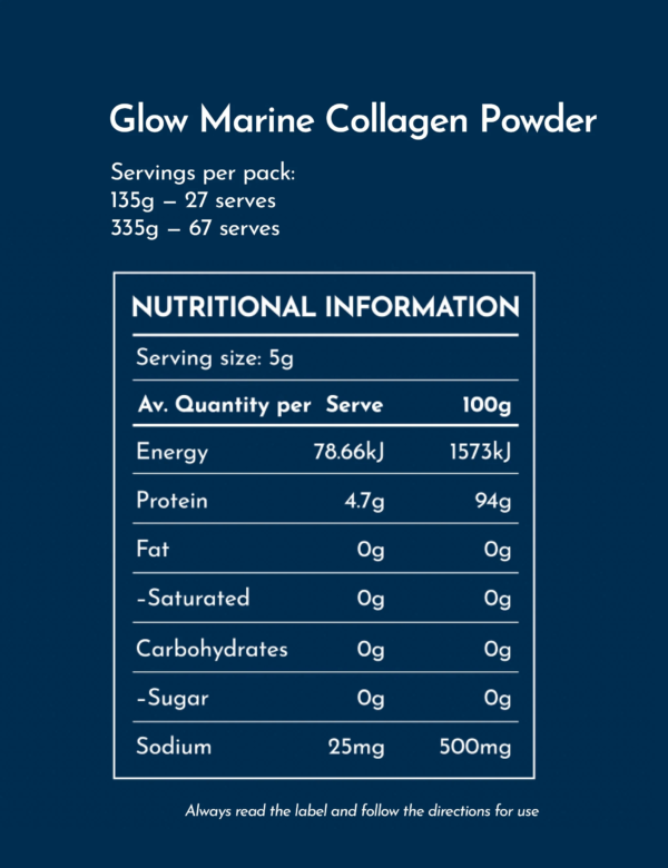 Glow Marine Collagen Powder - Nutritional Information